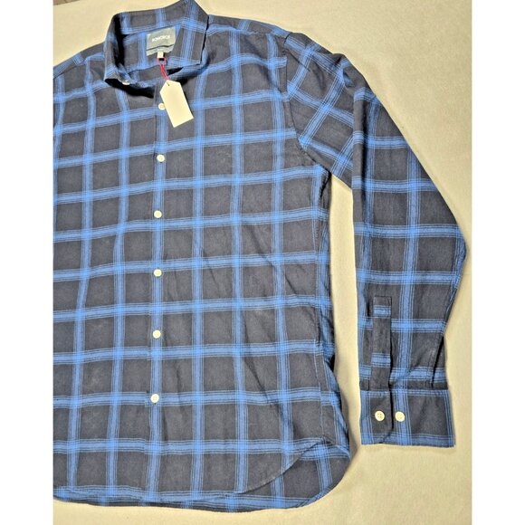 Bonobos Slim Fit Blue Black Plaid Flannel Shirt Men’s Large NWT - Picture 4 of 16